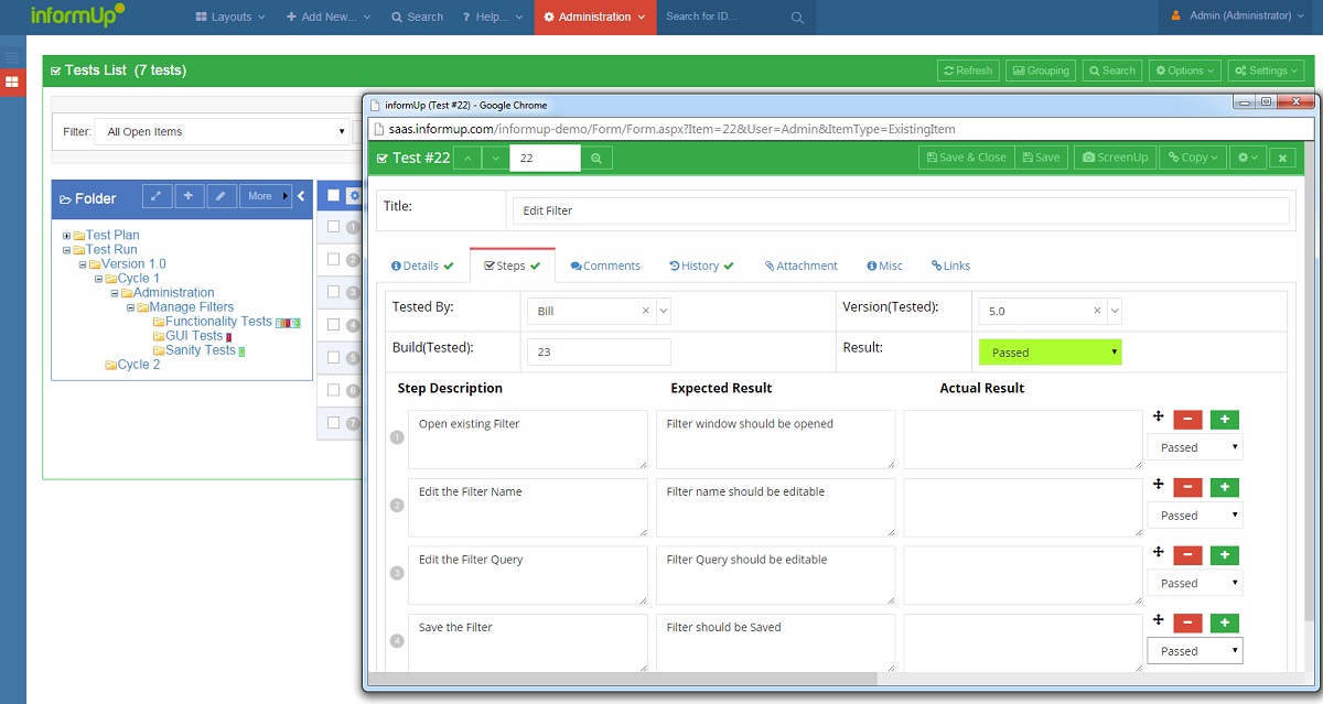 Test Case Management Tool Of Informup Testup Software